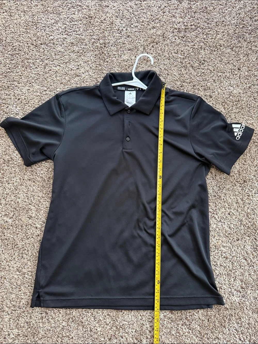 Adidas Men’s Black Short-Sleeve Polo with Sleeve Logo Size Medium M